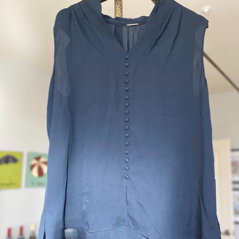 Button Down Sleeveless Black Blouse